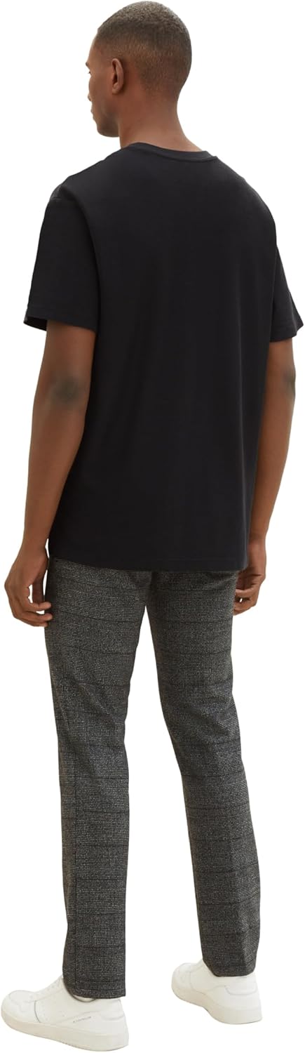TOM TAILOR Herren Regular Fit Chino Hose mit Bügelfalte 30W / 32L 34046 - Grey Black Grindle Check,
