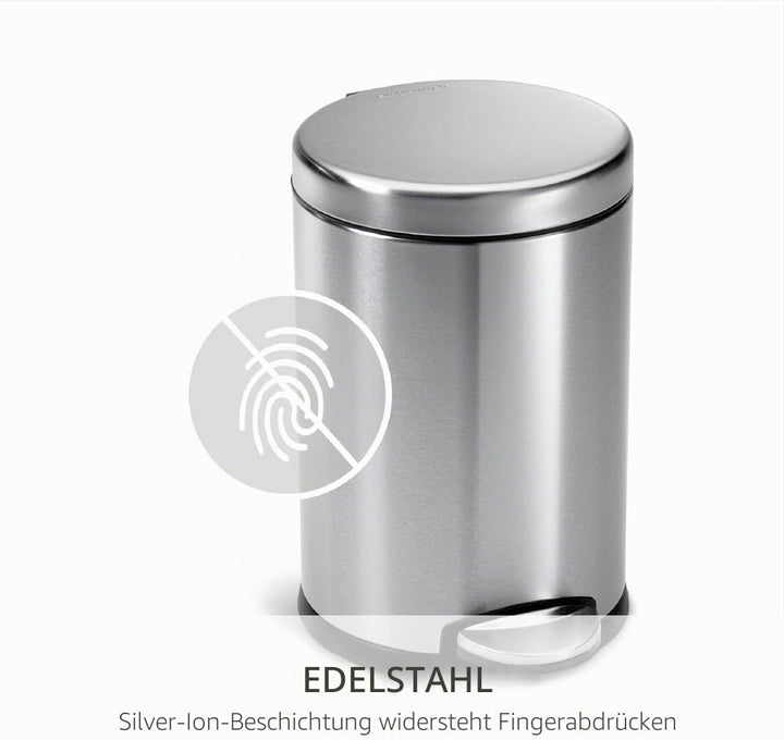 simplehuman CW1852CB 4,5 Liter, runder Treteimer, kleiner Mülleimer Bad Badezimmer Büro Schlafzimmer