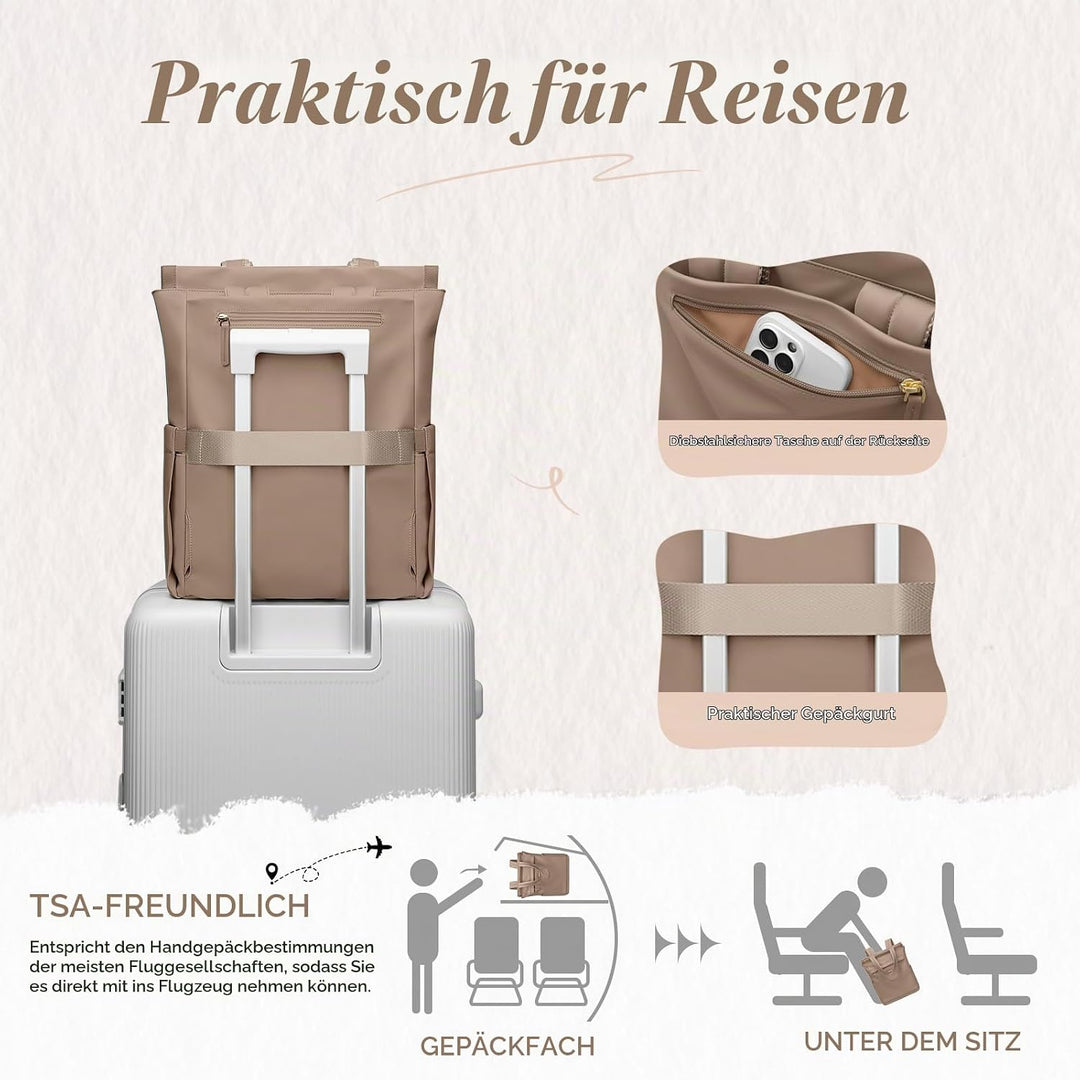 GOLF SUPAGS Convertible Notebook Handtasche, Laptop Rucksack für Damen mit Laptopfach, 15.6 Zoll Sty