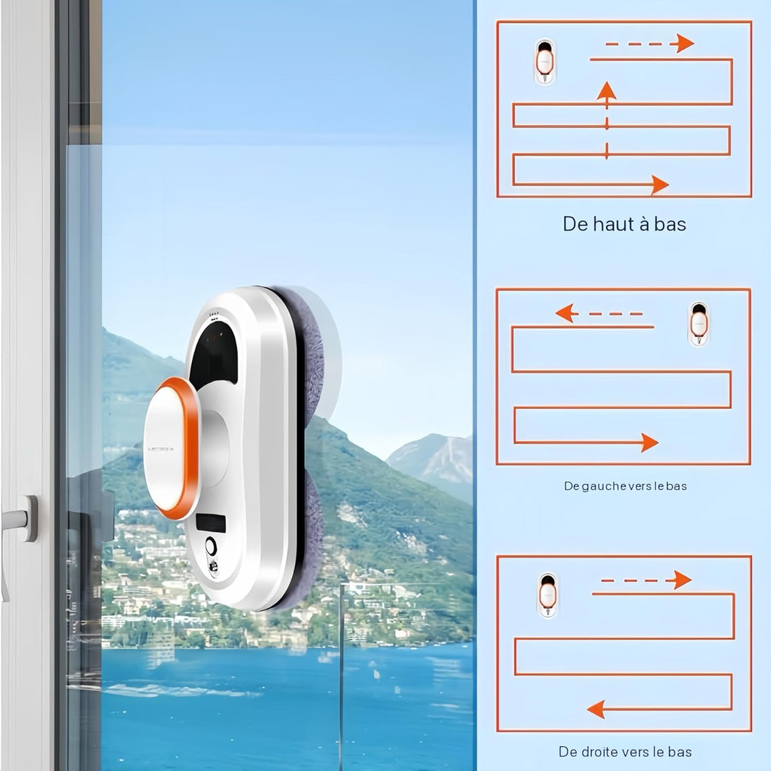 LIECTROUX HCR-09 Elektrischer Fensterwischroboter, Haushaltsroboter, Fensterputzmaschine, AI-Route,
