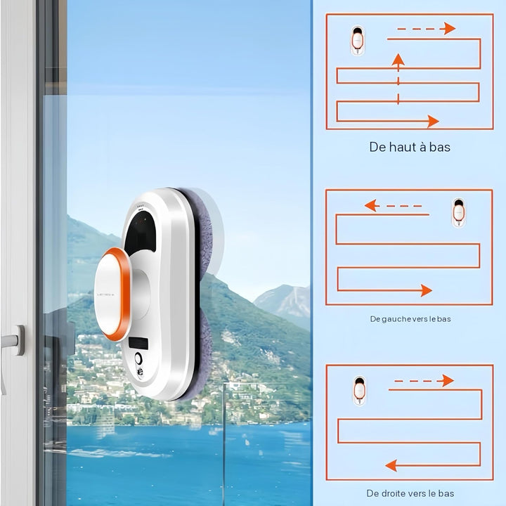 LIECTROUX HCR-09 Elektrischer Fensterwischroboter, Haushaltsroboter, Fensterputzmaschine, AI-Route,