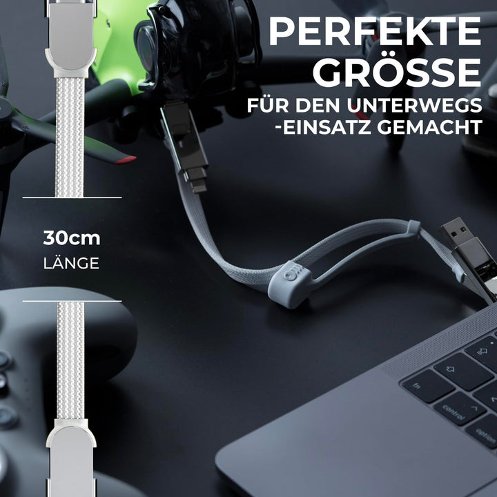 inCharge Rolling Square XL 30 cm - USB-C-Kabel, Universal-Smartphone-Kabel, Geschenk für Männer, 6-i