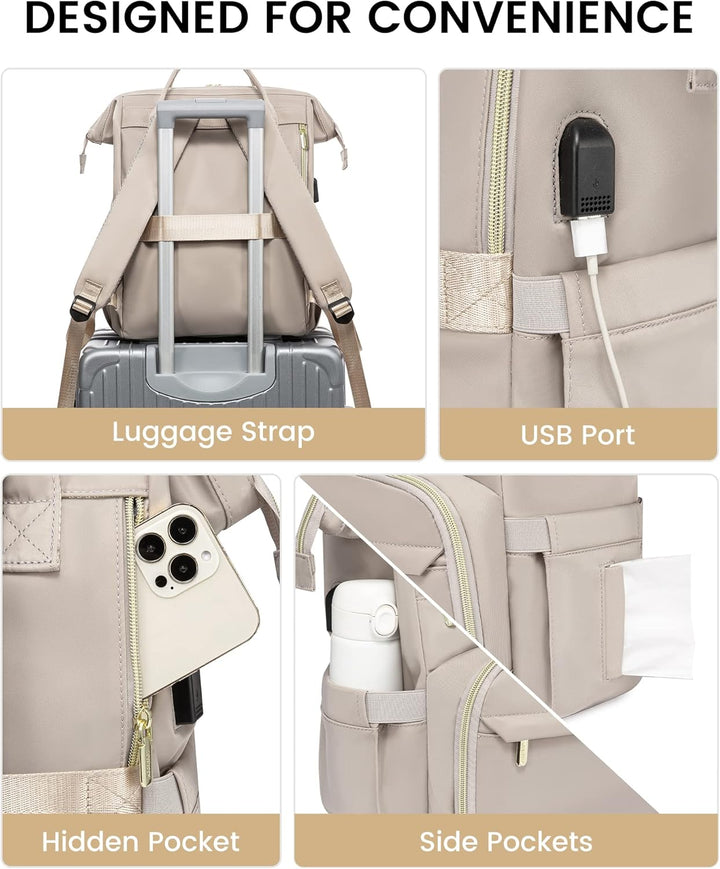 LOVEVOOK Rucksack Damen Schulrucksack, Wasserdicht Laptoprucksack mit Ladeanschluss, Rucksäcke für U