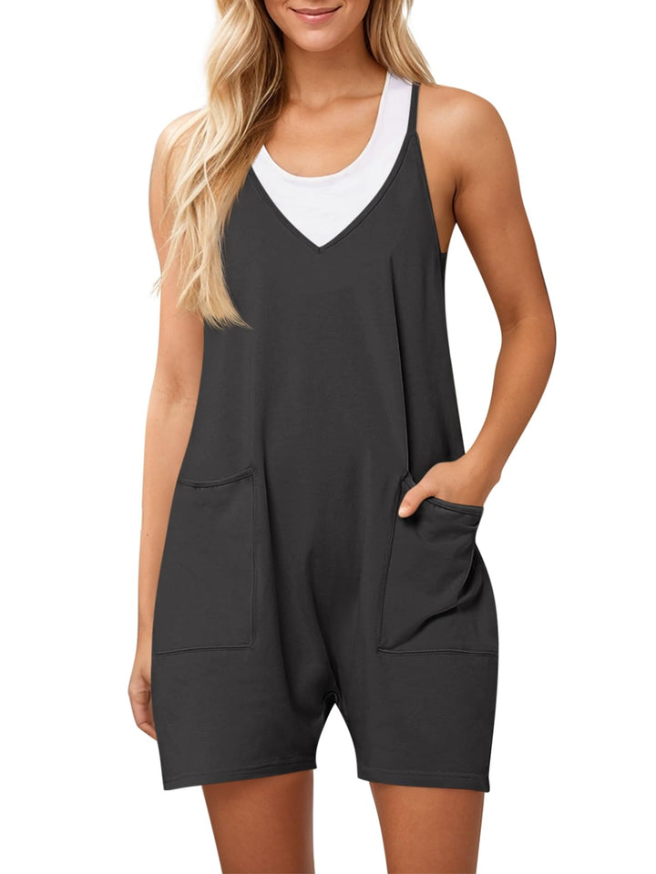 Ebifin Damen Latzhose Kurz Arbeitshose Sommer Lose Overall Jumpsuit Ärmelloser Latzhosen mit Grosse