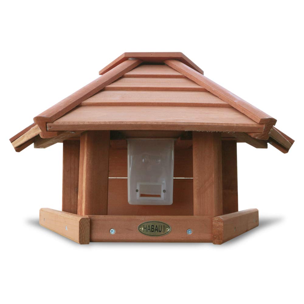 HABAU Vogelhaus Wandhänger aus Holz, braun - Futterstation mit Aufhängung