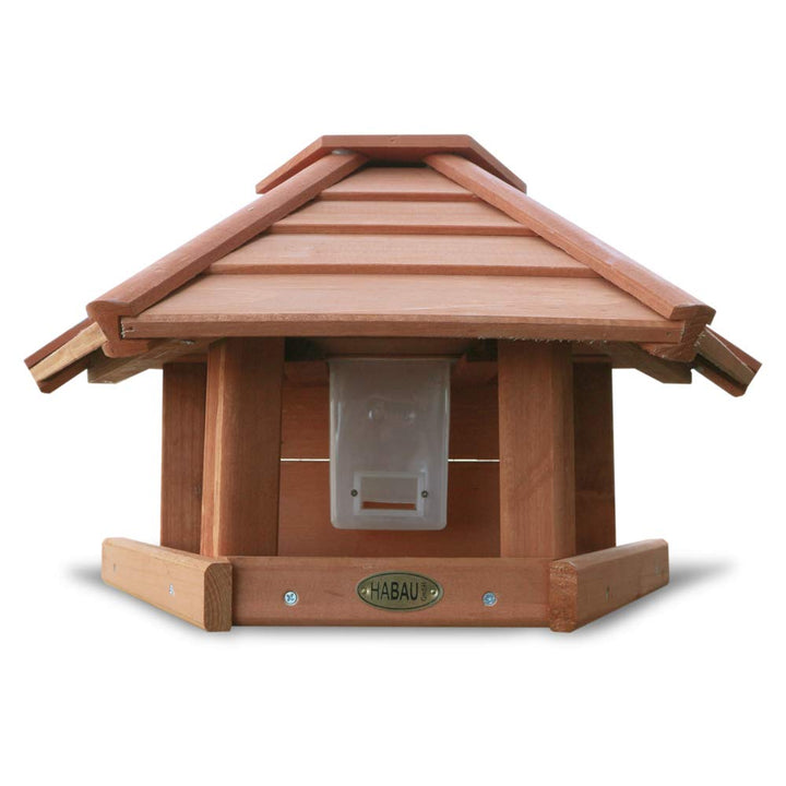 HABAU Vogelhaus Wandhänger aus Holz, braun - Futterstation mit Aufhängung