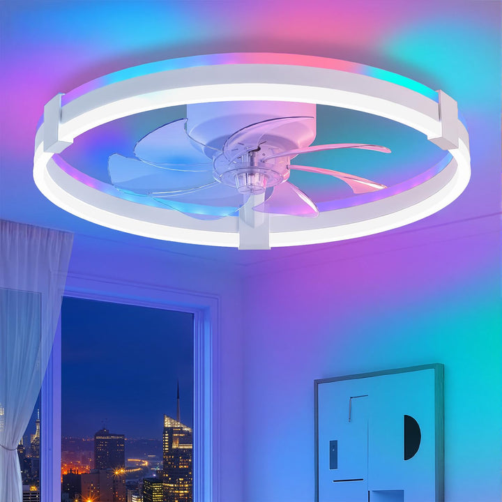 ZMISHIBO 51 cm RGB-Deckenventilator mit Licht,Fernbedienung &amp; APP-Steuerung,6 Geschwindigkeiten, Vor