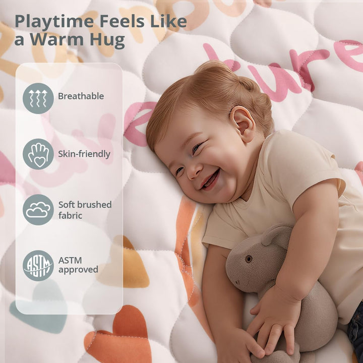 COMOMY Krabbelmatte Baby 127x127 cm, Extra Dicke und Weiche Spielmatte Faltbar, Rutschfeste Schadsto