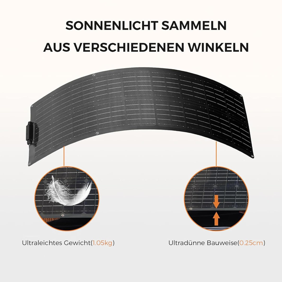 Schwarz 50W Flexibles Solarpanel Kit Set 12V Monokristallines Solarmodul+10A 12V/24V Solarladeregler
