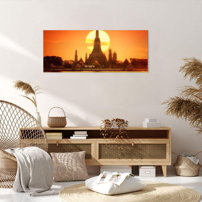 Wandbilder Dekoration Wohnzimmer Tempel Asien Panorama Bilder auf Leinwand 120x50cm Leinwandbild mit