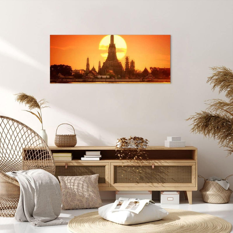 Wandbilder Dekoration Wohnzimmer Tempel Asien Panorama Bilder auf Leinwand 120x50cm Leinwandbild mit