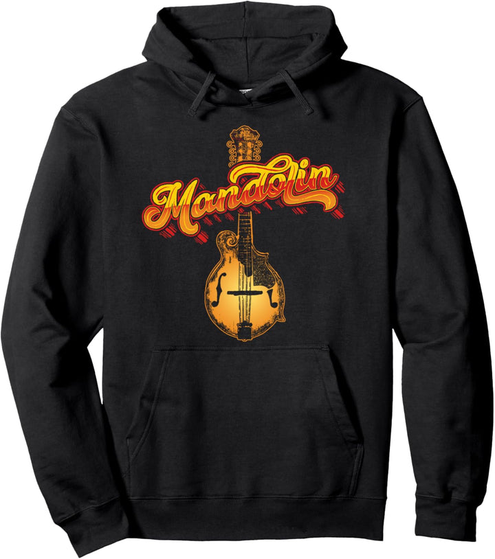 Vintage Mandolin Retro 80's Vibe Music Graphic Pullover Hoodie