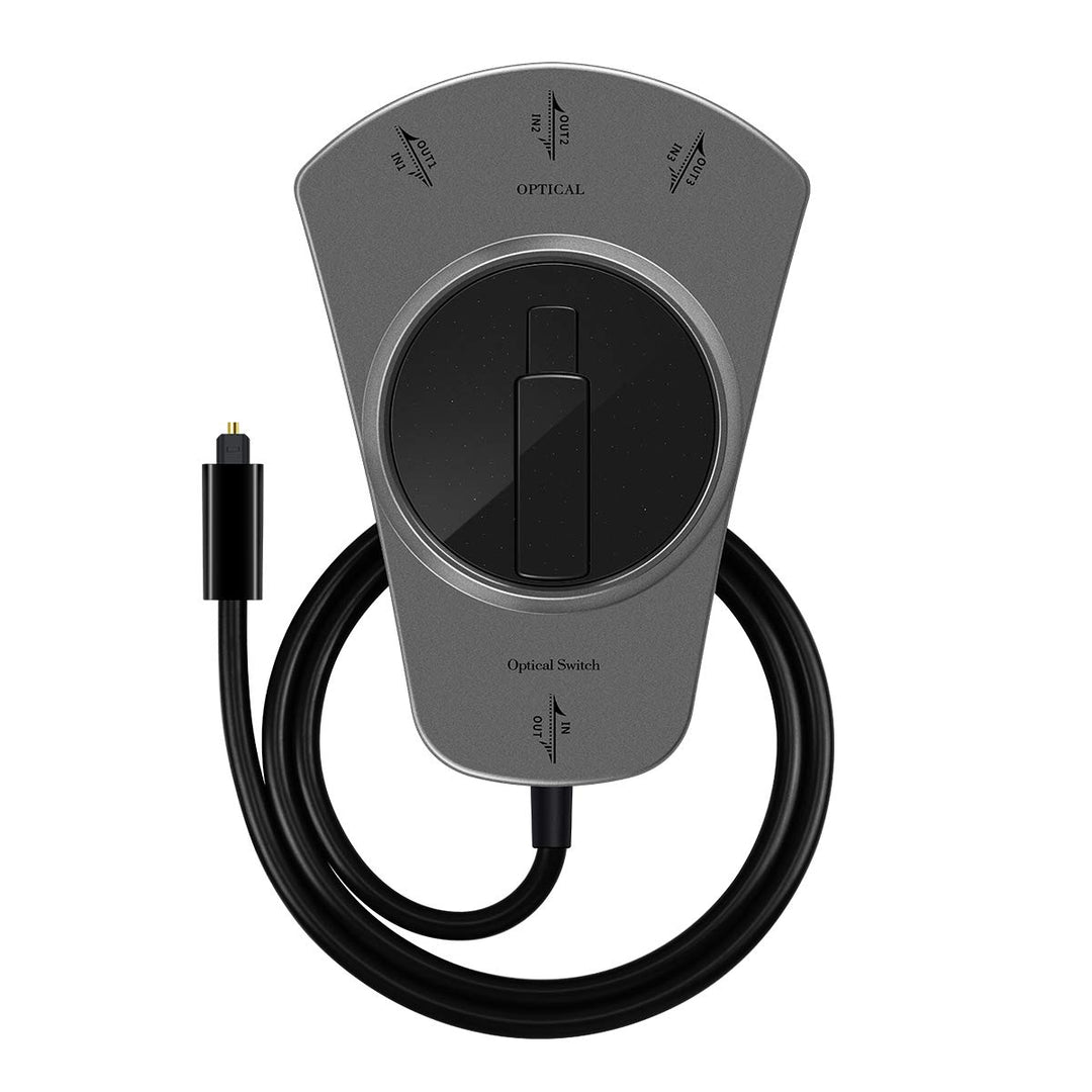 EMK Toslink Optischer Splitter 1x3, 3-Wege Digital Audio Verteiler mit Manuell Schalter, Kompatibel