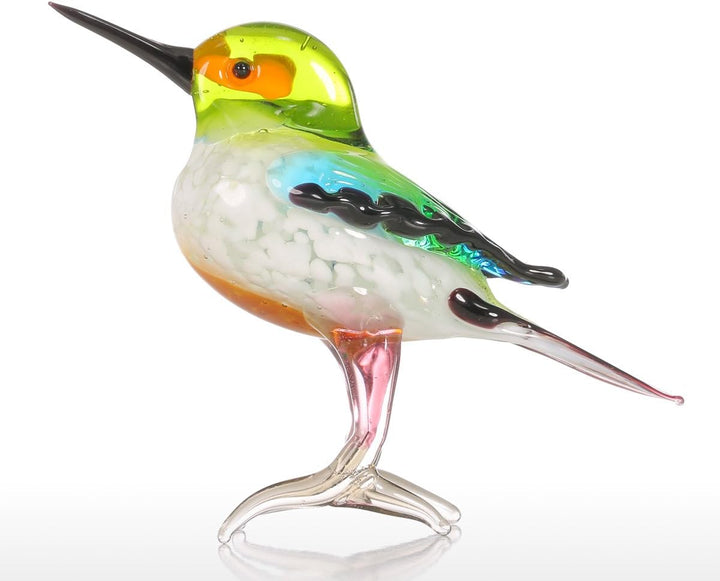 Tooarts Vogelfigur aus Geblasenem Glas,Glasvogel Deko,Bunte Realistische Vogelskulptur,Handgefertigt