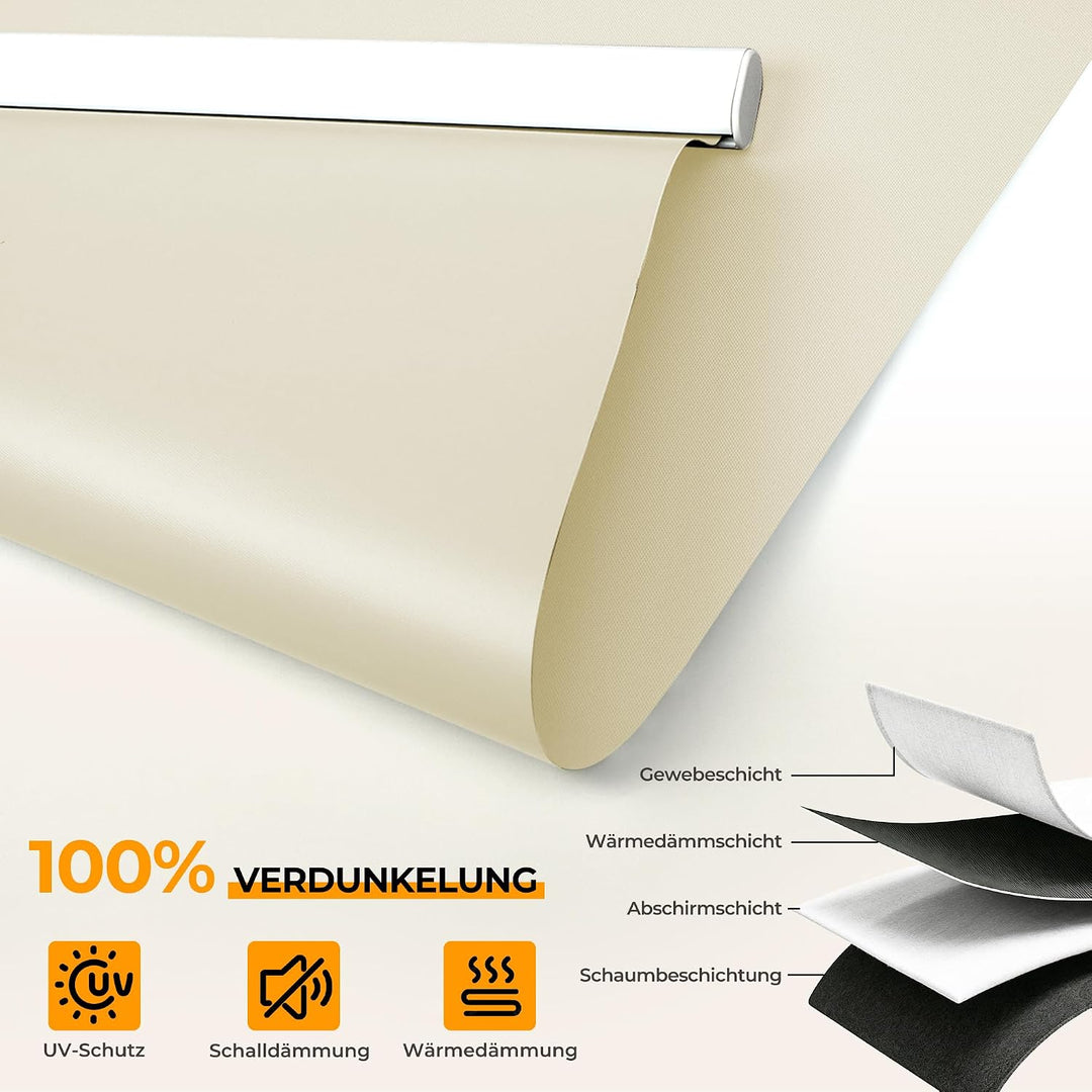 HOMEDEMO M100 Elektrische Rollos Verdunkelungsrollo mit Motor &amp; Fernbedienung, Weiss 45x110cm, Verdu