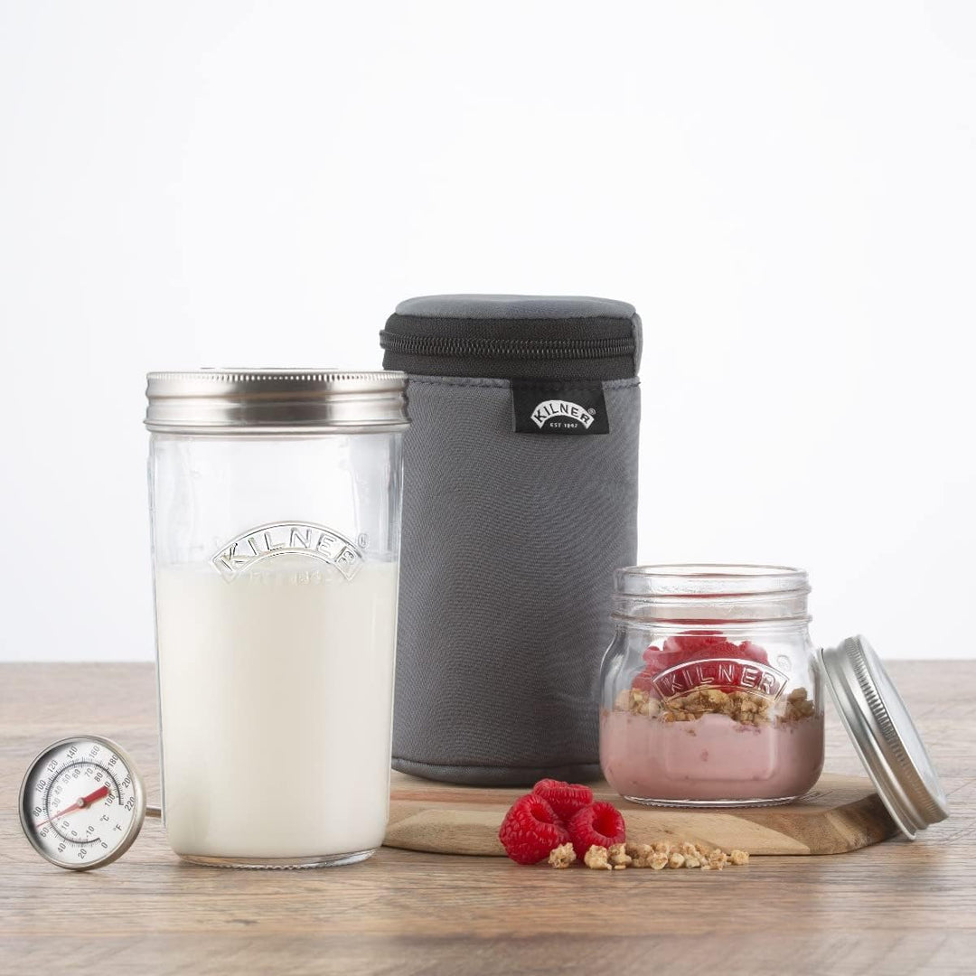 Kilner 0025.037 Joghurt, Glas, Neopren, 500 milliliters, Grau-Schwarz