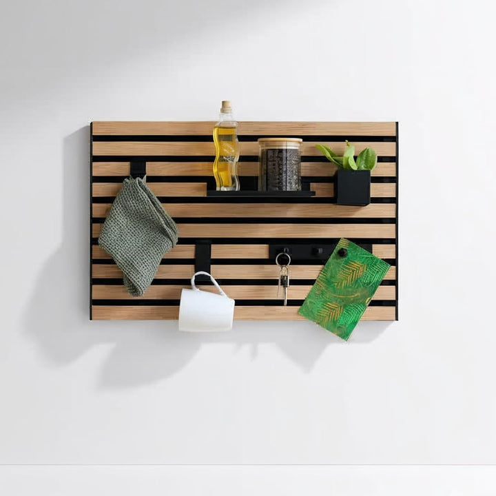 Steinmine - Designmanufaktur Wandorganizer (40 x 60 cm) - Akustikpaneel mit Eichenholzlamellen - ink