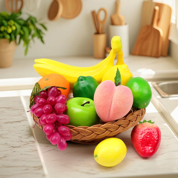 10 PCS Künstliche Früchte Dekoration Haushalt Gefälscht Banane Zitrone Orange Erdbeeren Apfel Pfirsi