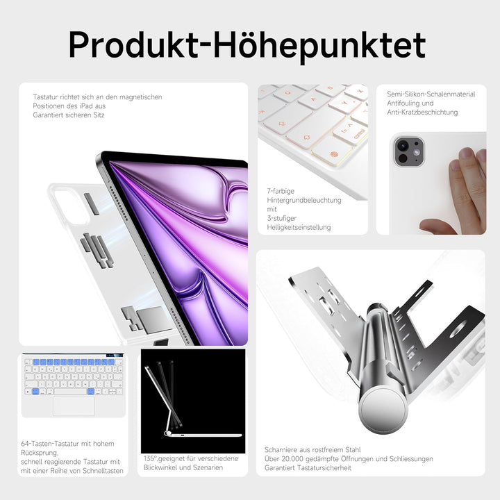 Tastatur Hülle für iPad Air 11 Zoll M2 2024, iPad Air 5./4. Gen und iPad Pro 11 Zoll 4./3./2./1. Gen