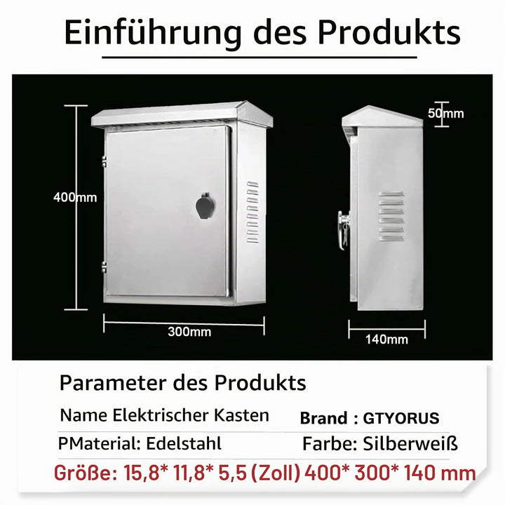 Edelstahl Schaltschrankl,40 X 30 X 14CM Anschlusskasten, Eingebaute isolierende Montageplatte, Wasse