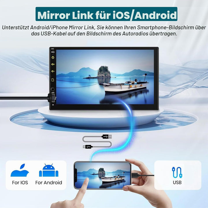 Hikity Autoradio 1 din mit Touchscreen 7 Zoll, Radio Bluetooth 1 din mit Wireless Carplay Android Au