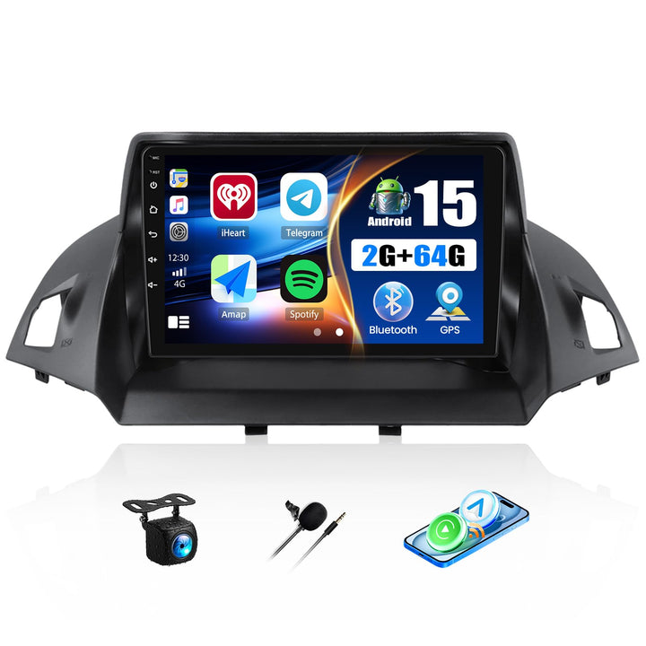 CAEMCHO 2G+64G Android 15 Autoradio für Ford Kuga/Escape 2013-2018 mit Navi Carplay Android Auto,Dop