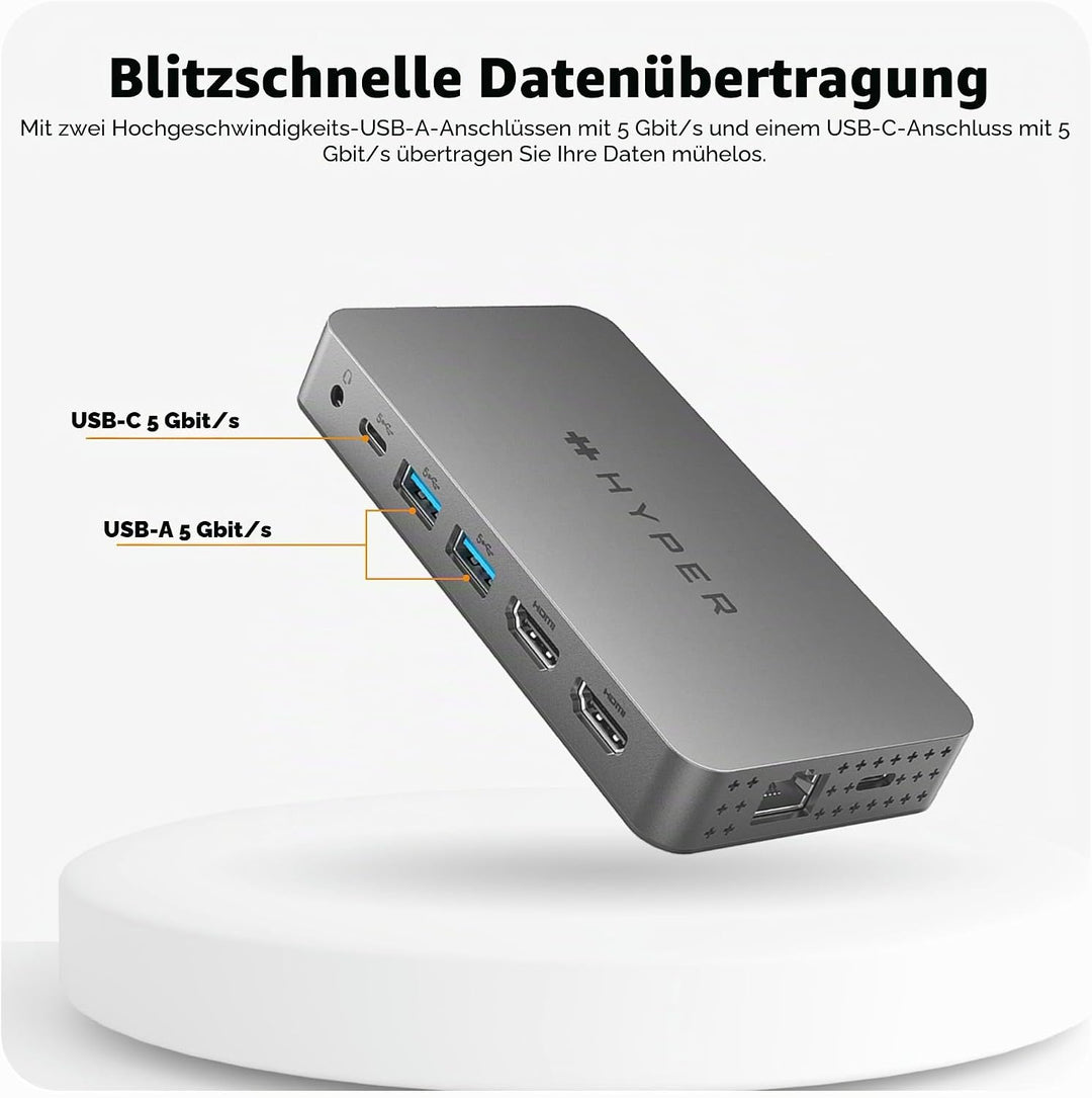 Hyper Drive Dual HDMI 10-in1 Travel Dock für MacBook