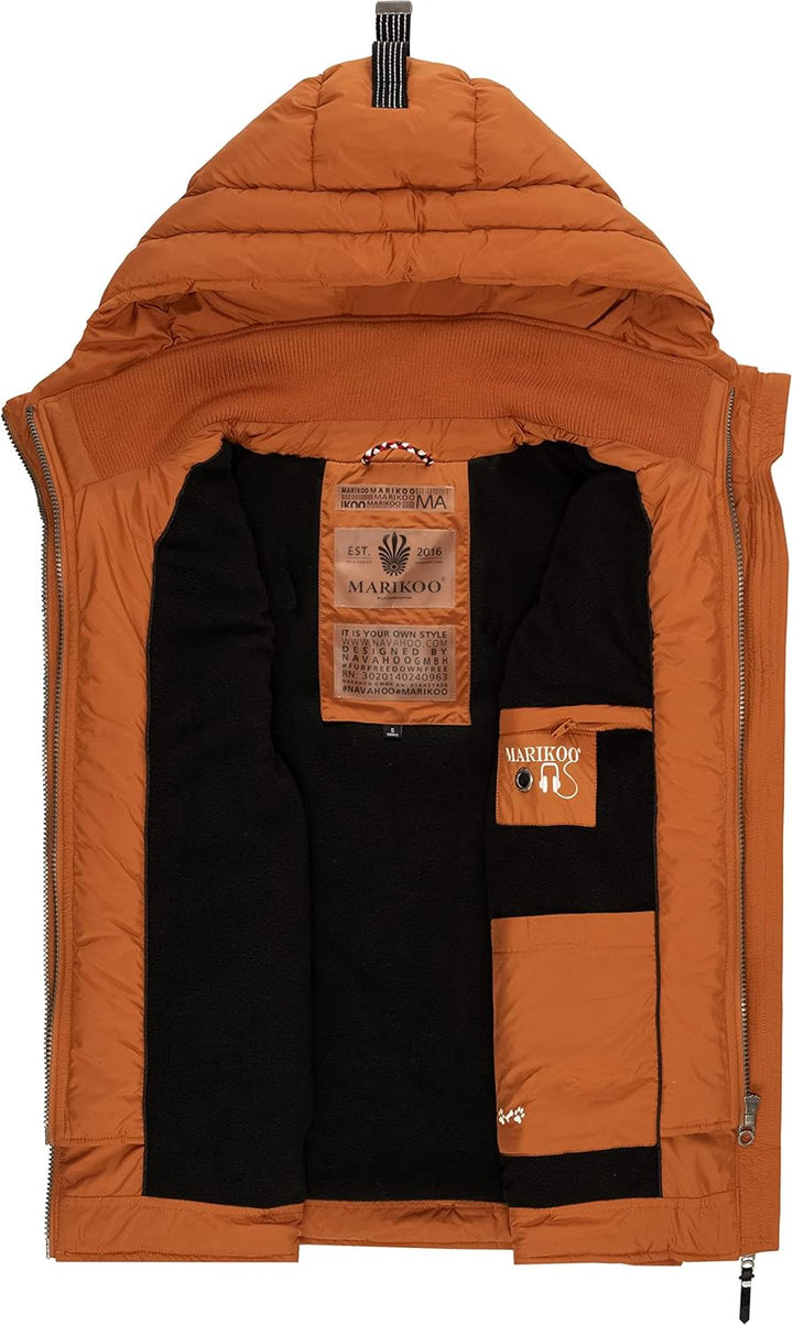 MARIKOO Damen leichte Übergangsweste Steppweste mit Kapuze Taisaa XS-3XL XS Rusty Cinnamon, XS Rusty