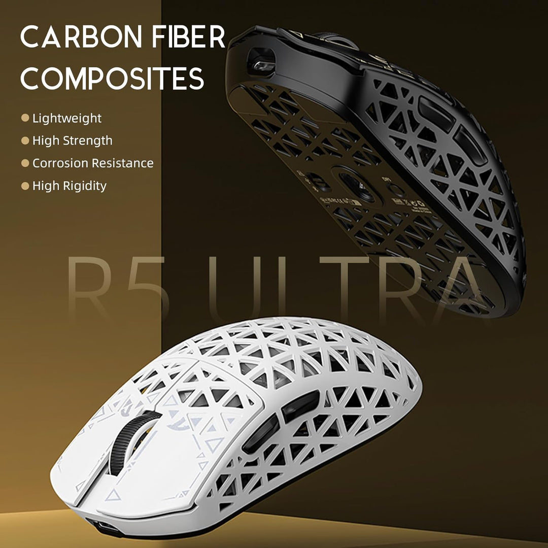 ATTACK SHARK R5 Ultra Carbonfaser Gaming-Maus, 39g Superlight, 8000Hz Kabellose Mouse, 42000 DPI, PA