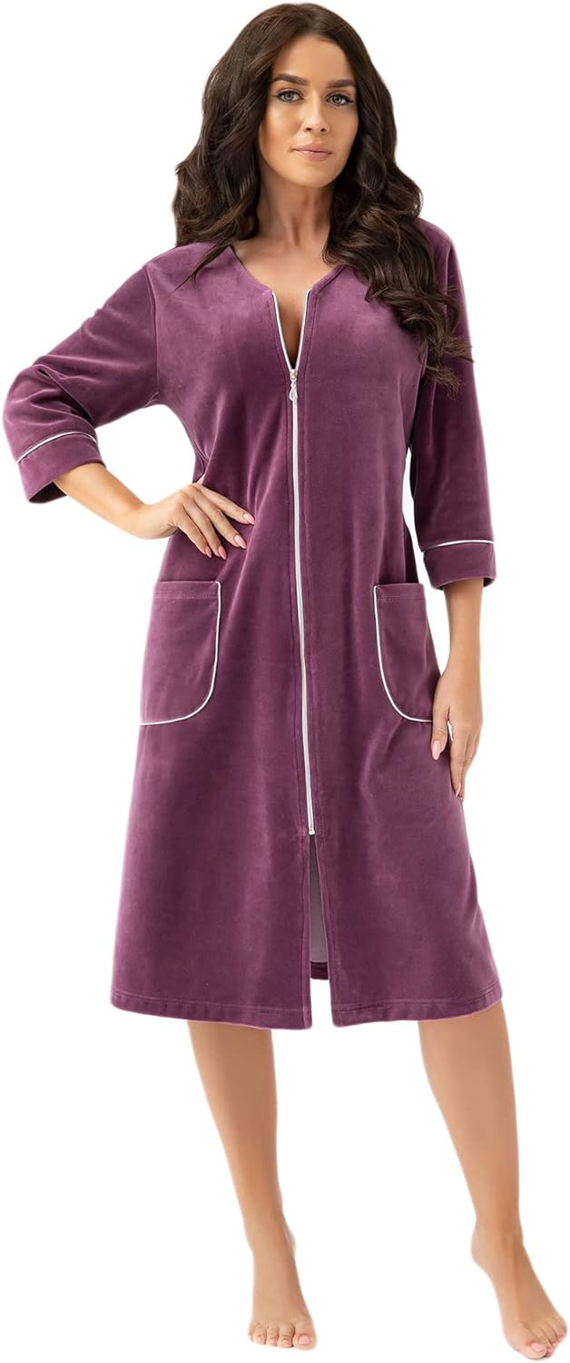 LEVERIE modischer Damen-Bademantel/Morgenmantel/Saunamantel mit gemütlicher Kapuze 3XL Variante 6 Vi