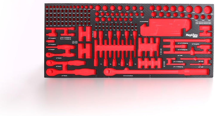 Mephisto Werkzeugeinlage Werkzeug Set Pro Line Werkstattwageneinlage mit Nuss-Ratschen-Set, Innensec