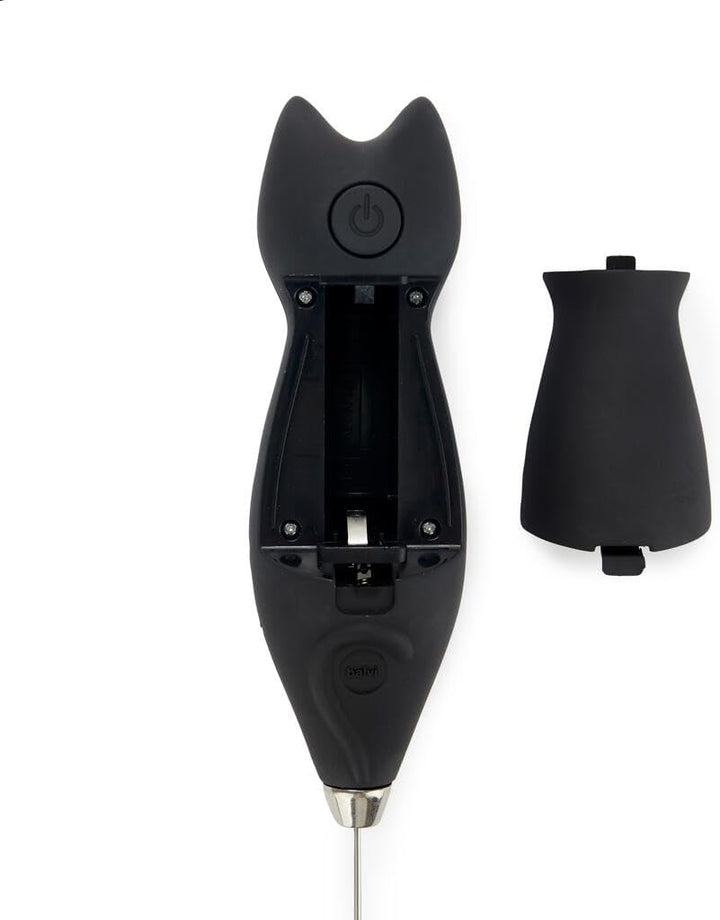 balvi Meow Automatischer Milchaufschäumer, batteriebetrieben, Schwarz, 2 x AA Kunststoff/Metall, Sch