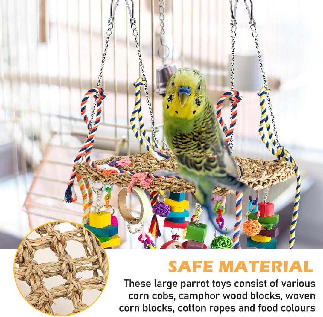 SUNOYA Papageienspielzeug, Wellensittich Spielzeug Natürliche Sicheres Holz Papagei Spielzeug Vogel
