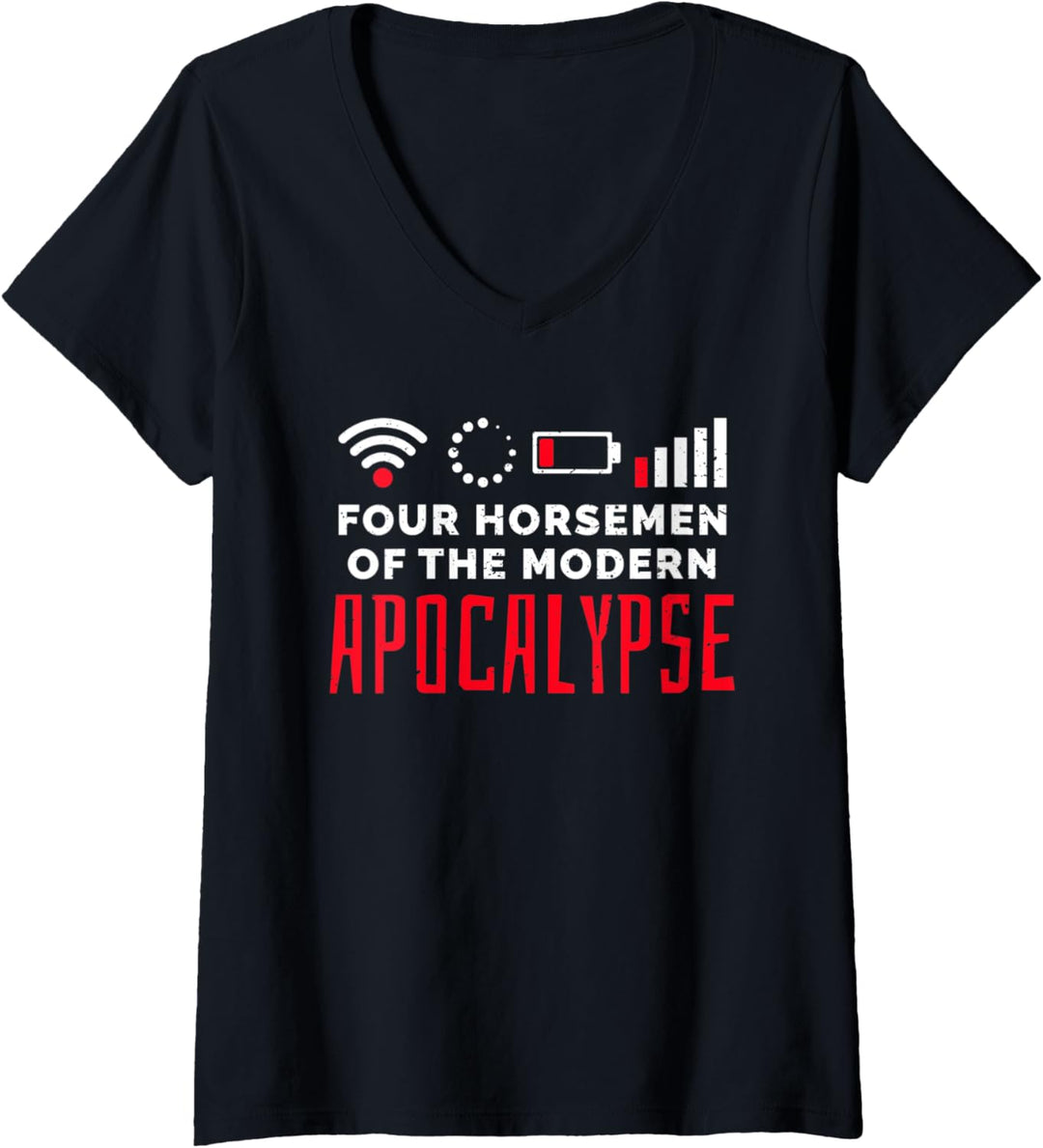 Damen Gamer Geschenk: Die Vier Modernen Apokalyptischen Reiter T-Shirt mit V-Ausschnitt