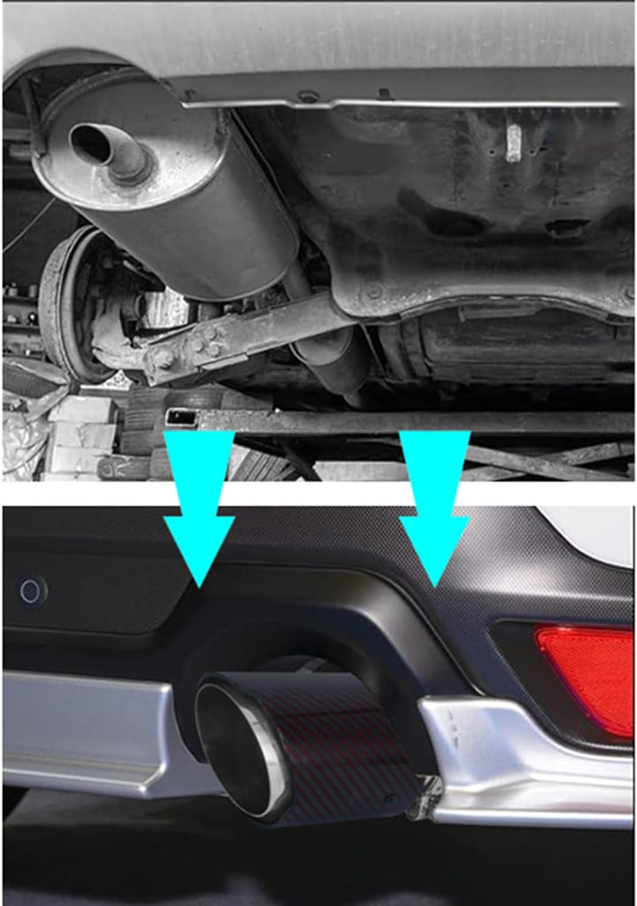 Krtopo 63mm Auspuffspitzen Auspuff Edelstahl und Glänzende Kohlefaser Auto Auspuff Endrohr, Einlass