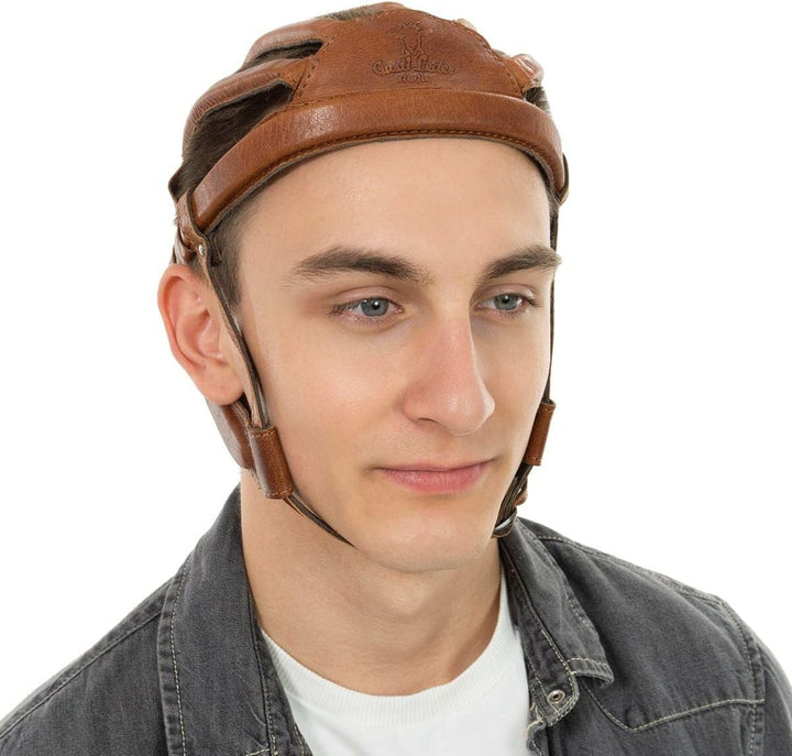 Gusti Fahrradhelm Leder - Jacques A. Bike Sturzkappe Retro Vintage Braun 58 cm, 58 cm