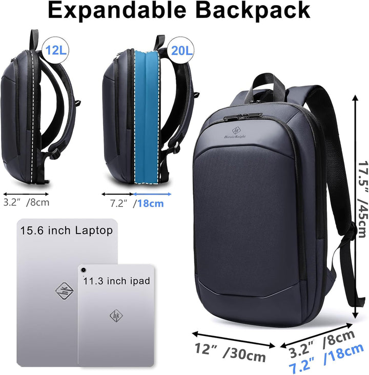 Laptop Rucksack Herren Business Rucksack leicht 15.6 Zoll wasserdichter erweiterbarer Reiserucksack
