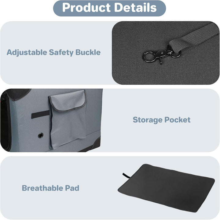 Hundebox faltbar 85x64x60 cm, Transportbox für grosse Hunde, Hundetransportbox Auto mit 4 Türen aus