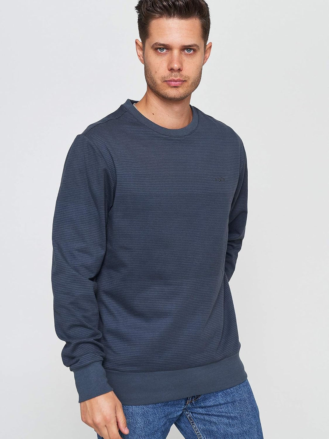 mazine Herren Ludlow Striped Sweater - deep Ocean - M