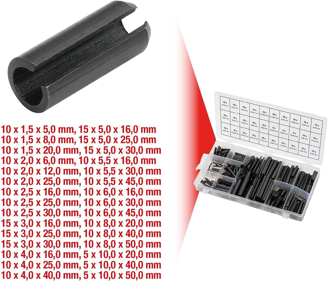 KS Tools 970.0060 Sortiment Federsplinte, 1,8x33 - 3,9x75, 150-tlg.