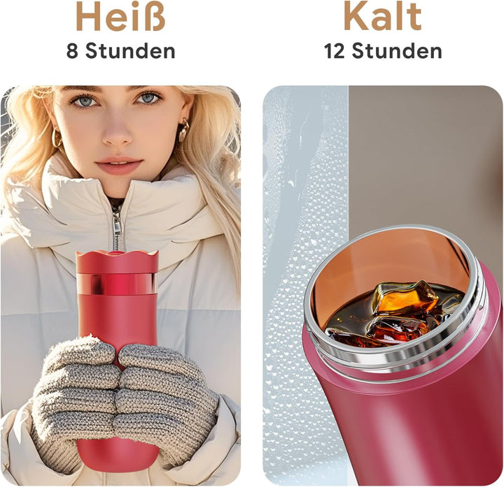 i Cafilas 2-in-1 Edelstahl Thermosbecher mit French Press - 350/500ml, Isolierter Reisekaffeebecher,