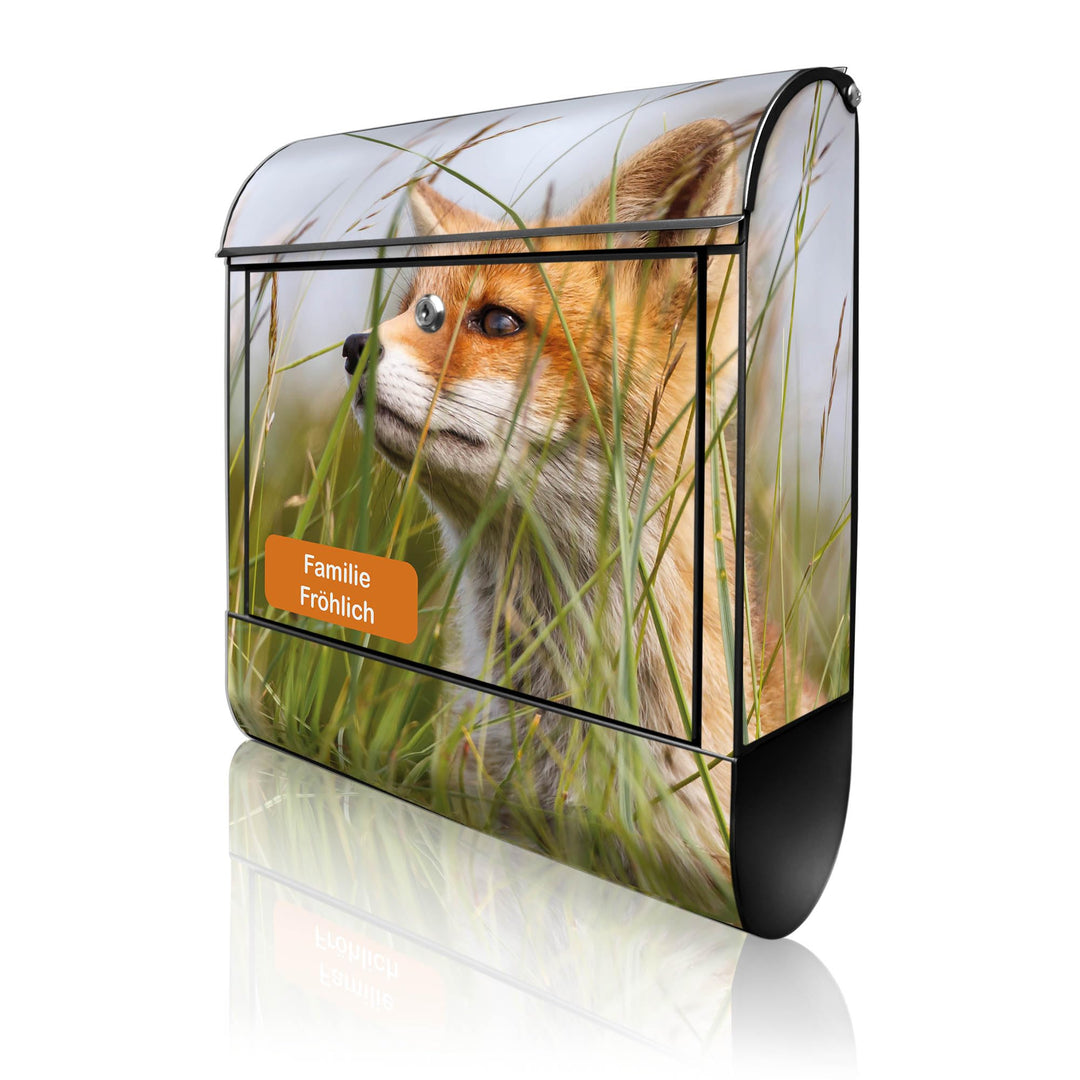banjado® Design Briefkasten personalisiert mit Motiv Fuchs 39x47x14cm & 2 Schlüssel - Briefkasten St