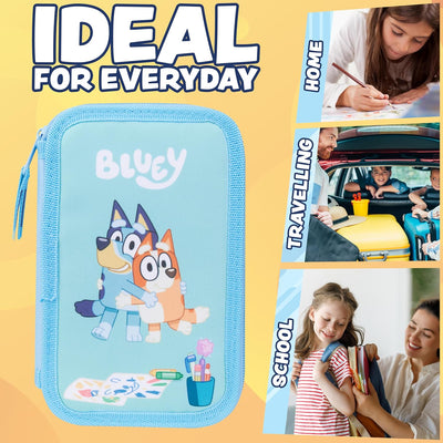 BlueY Federmäppchen Kinder 2-Fach Gefülltes Doppelmäppchen mit Schul Sachen & Schreibwaren