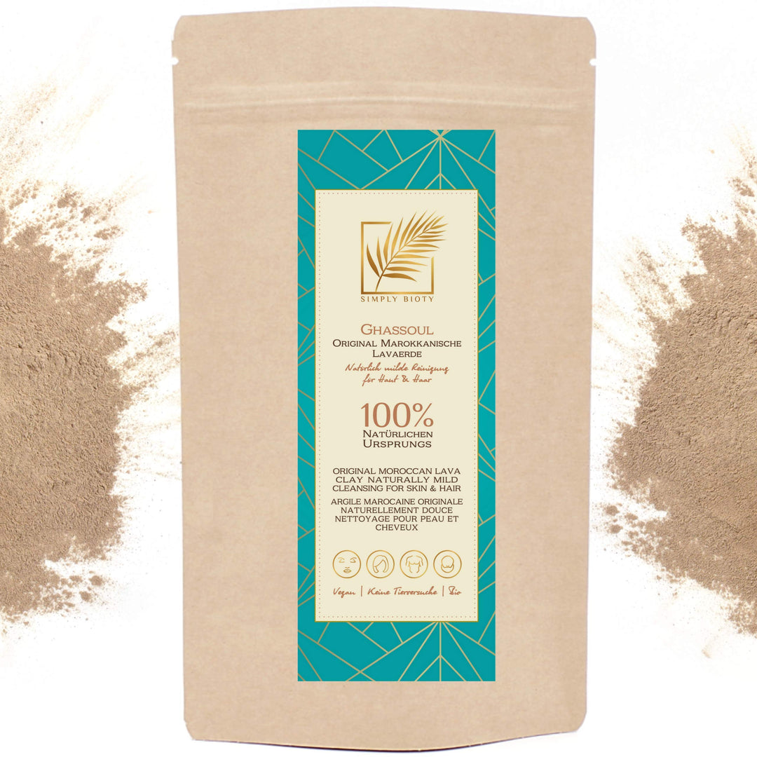 Simply Bioty Lavaerde 1kg original Ghassoul - Bio vegane Wascherde Tonerde - Mineralische Gesichtsma