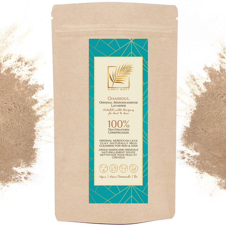 Simply Bioty Lavaerde 1kg original Ghassoul - Bio vegane Wascherde Tonerde - Mineralische Gesichtsma