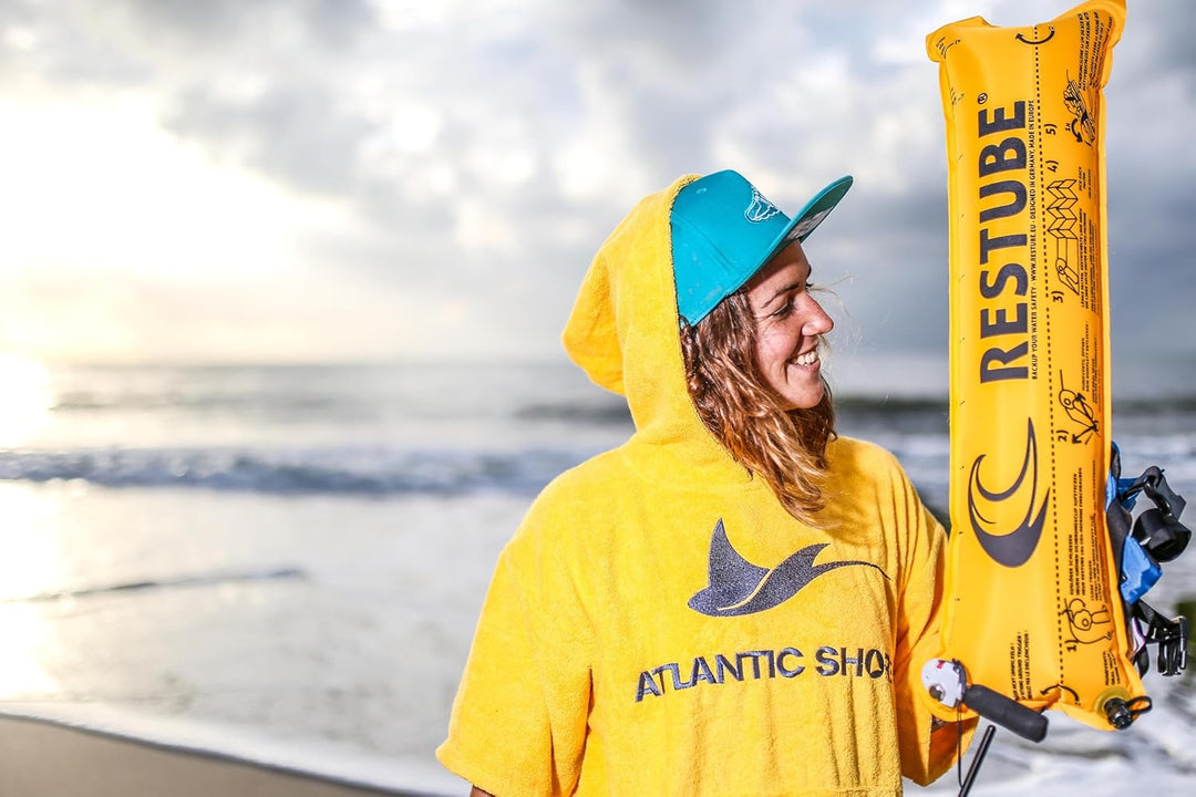 ATLANTIC SHORE | Surf Poncho | Badeponcho mit Kapuze aus 100% Baumwolle | Unisex | Basic für Erwachs