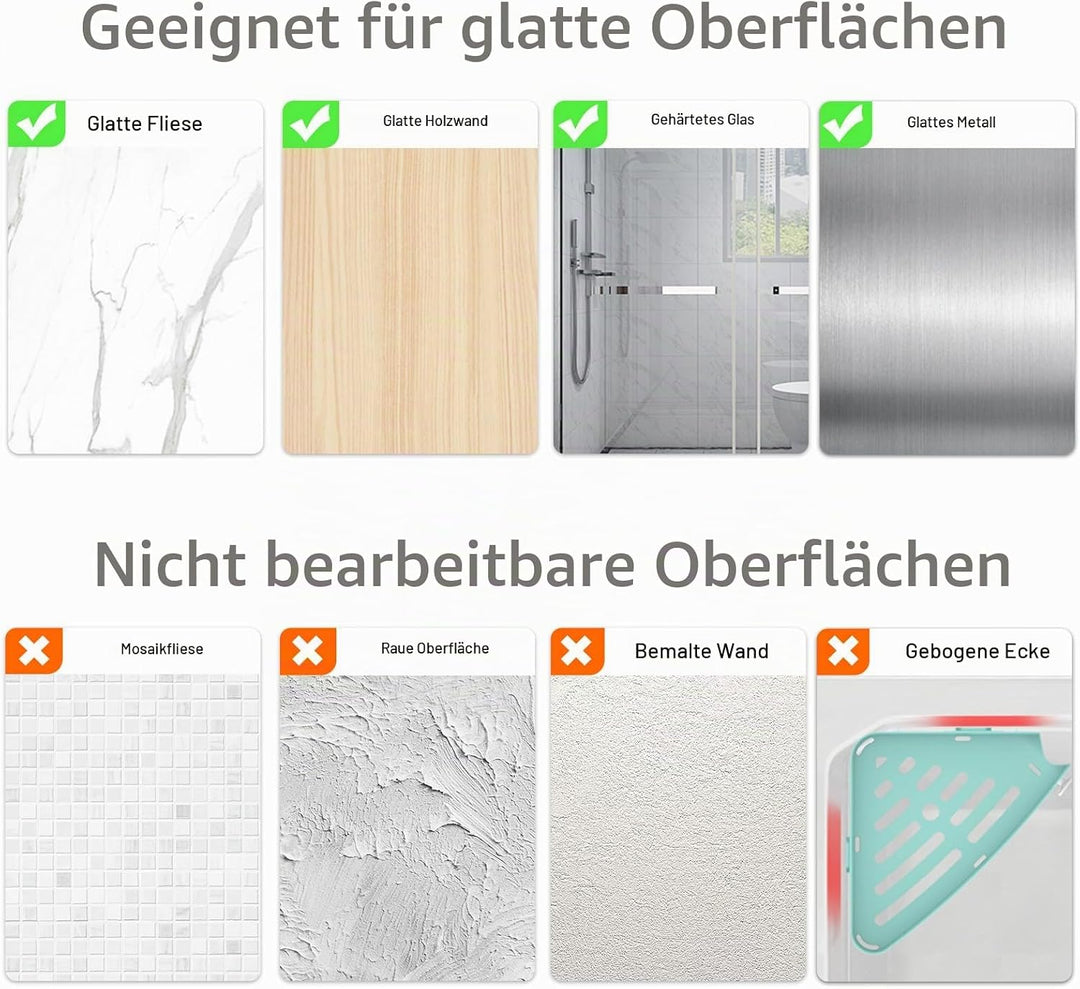 Sotfamily 4 Stück Plastik Duschablage ohne Bohren Duschregal Duschkorb Kommt mit einem kleinen runde