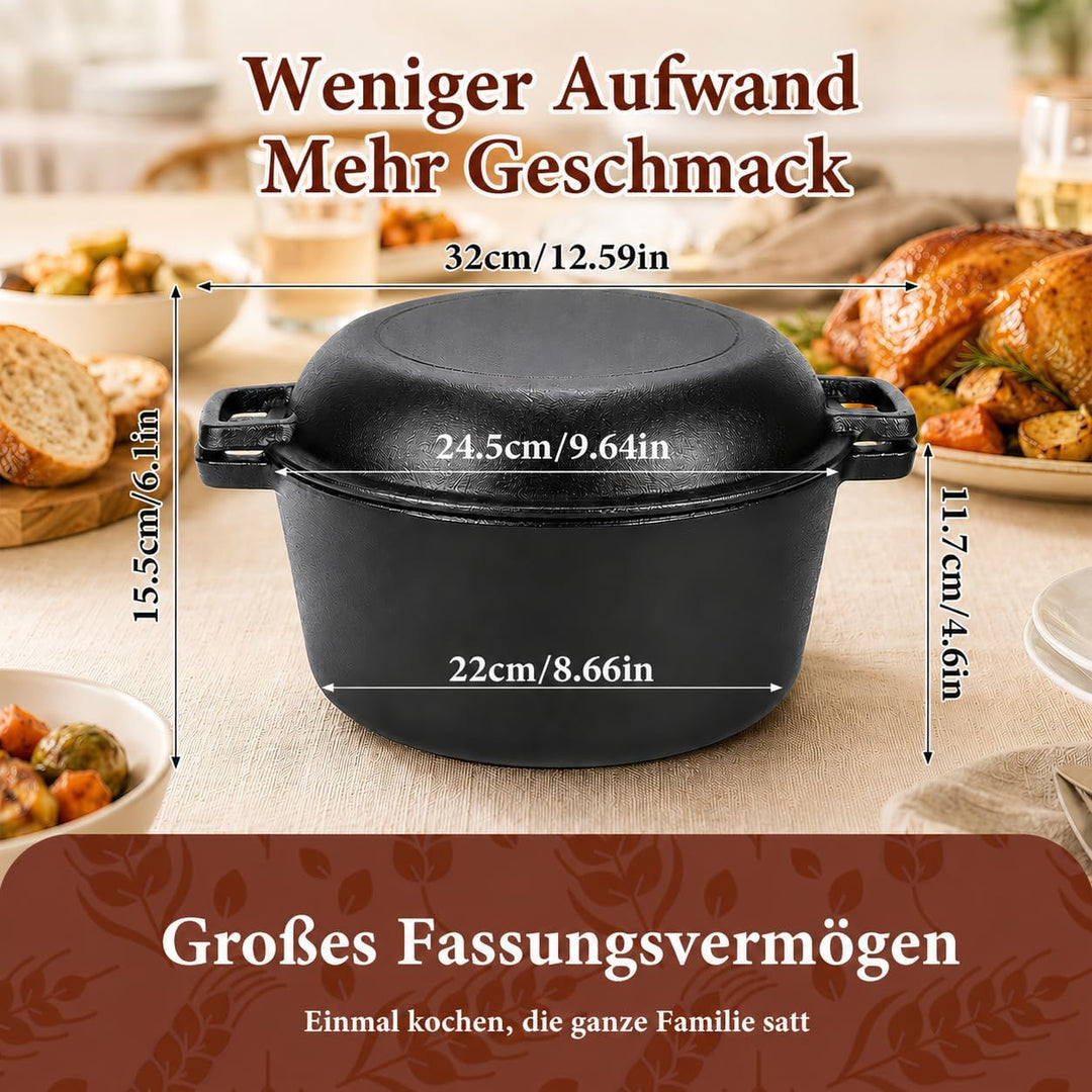 Gusseisen Dutch Oven 5 QT Brotbacktopf Emaille Bräter mit Gärkörbchen Banneton Sauerteig Backset zum