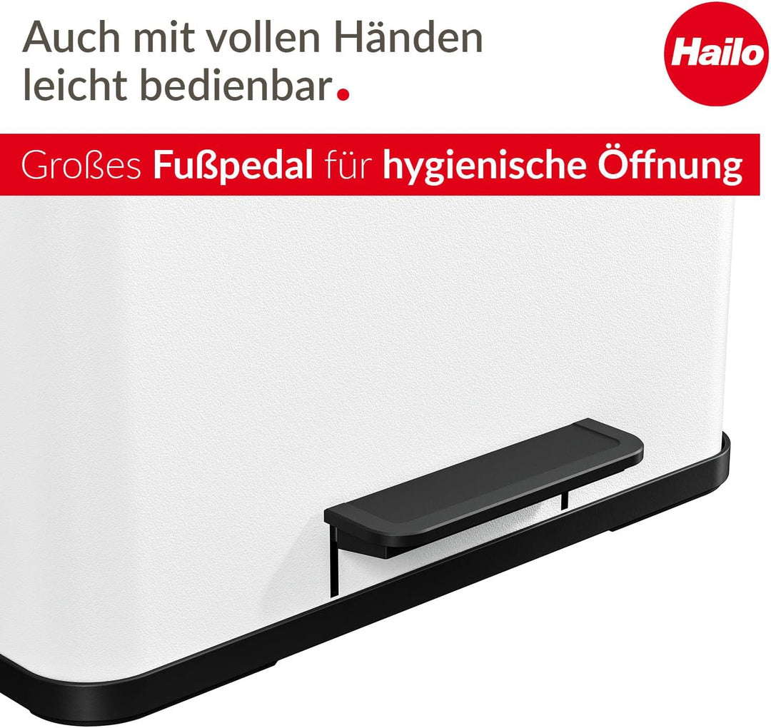 Hailo Öko trio Plus L Tret-Mülltrenner - freistehender 3 x 9 Liter Dreifachmülleimer aus Stahlblech