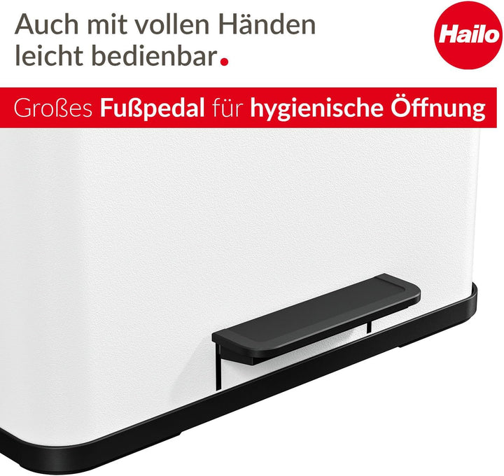 Hailo Öko trio Plus L Tret-Mülltrenner - freistehender 3 x 9 Liter Dreifachmülleimer aus Stahlblech